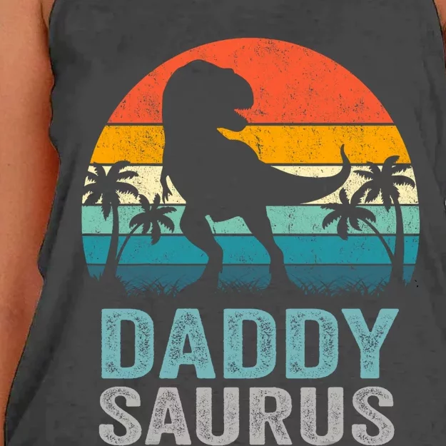 Daddysaurus Funny FatherS Day T Rex Daddy Saurus Women's Knotted Racerback Tank