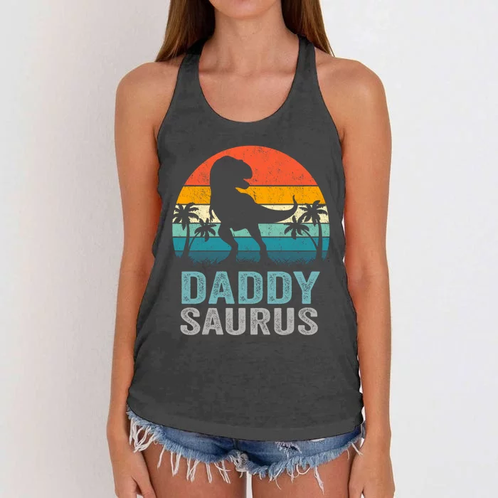 Daddysaurus Funny FatherS Day T Rex Daddy Saurus Women's Knotted Racerback Tank