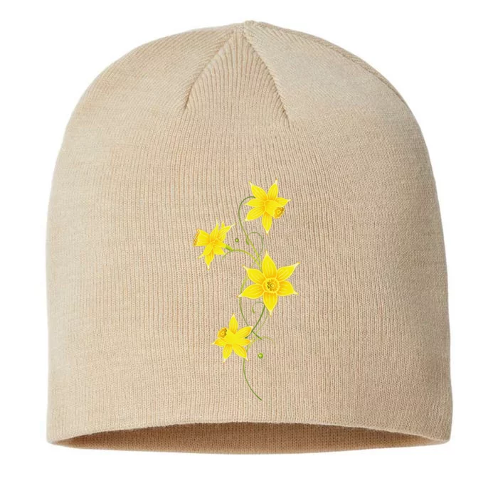 Daffodils Flower Floral Spring Design Easter 8 1/2in Sustainable Knit Beanie