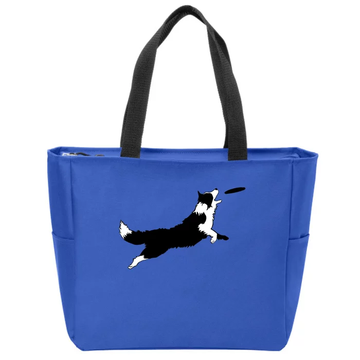 Dog Fetch Frisbee Border Collie Cool Gift Dog Lover Gift Meaningful Gift Zip Tote Bag