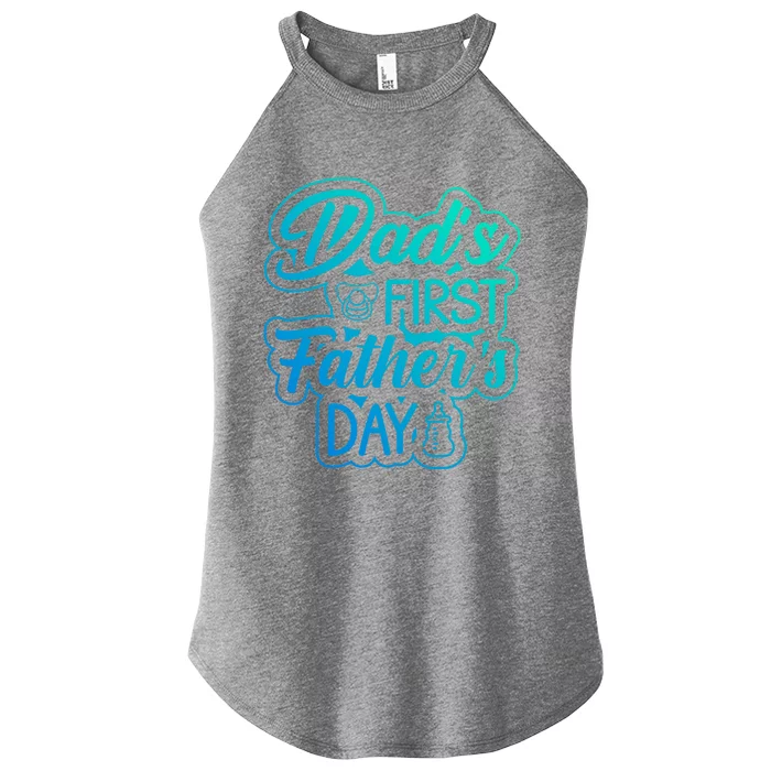 Dads First Fathers Day Gift Women’s Perfect Tri Rocker Tank