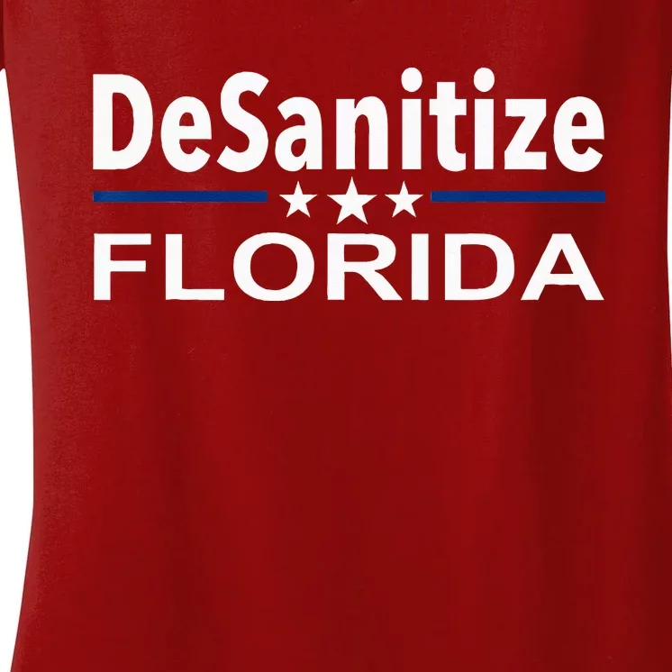 DeSanitize Florida Funny Anti Ron DeSantis Women's V-Neck T-Shirt