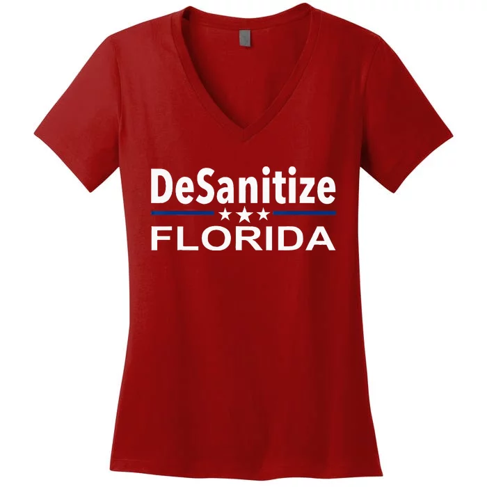 DeSanitize Florida Funny Anti Ron DeSantis Women's V-Neck T-Shirt