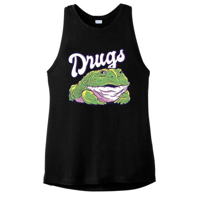 Drugs Frog Funny Ladies Tri-Blend Wicking Tank