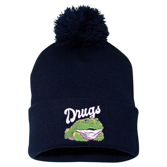 Drugs Frog Funny Pom Pom 12in Knit Beanie