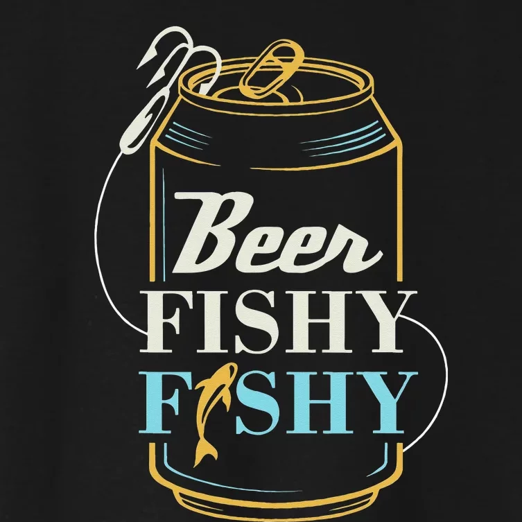 Dad Fishing for Beer Fishy Novelty Women's Crop Top Tee