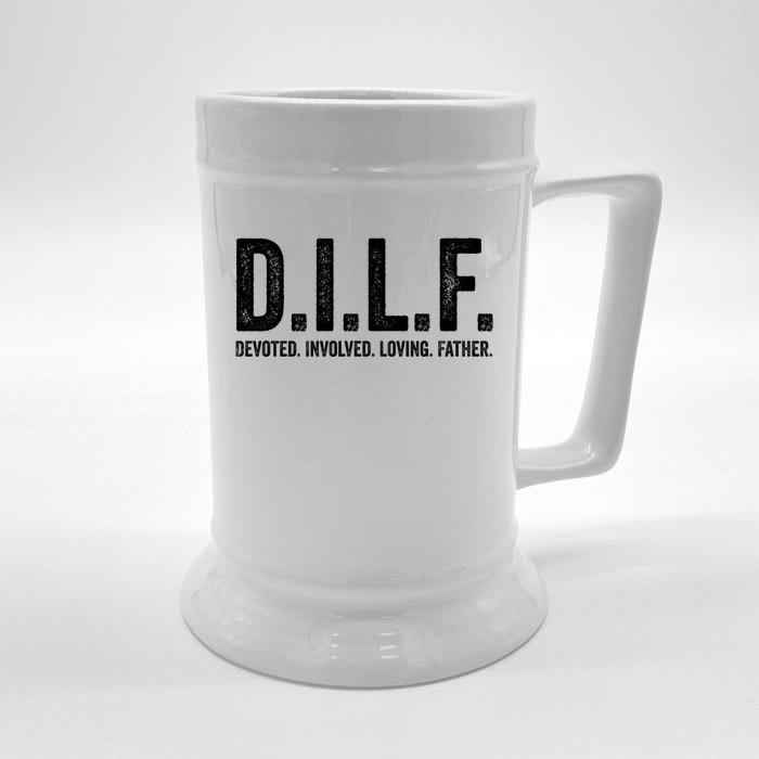 Dilf Funny Fathers Day Gift For Dad Gift Front & Back Beer Stein