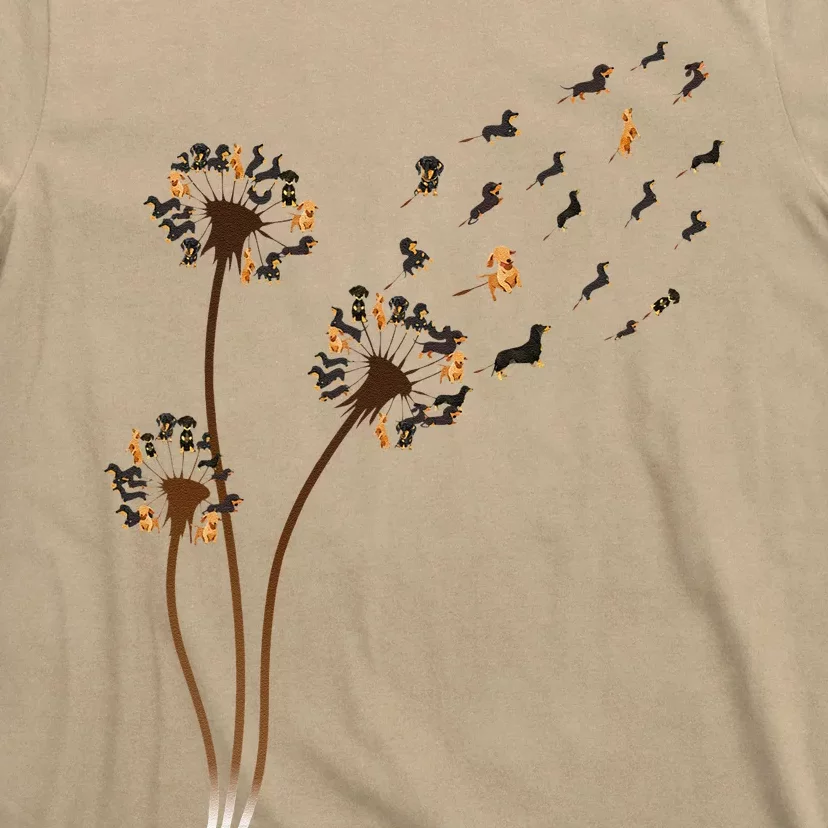 Dachshund Flower Fly Dandelion Funny Cute Dog Lover T-Shirt