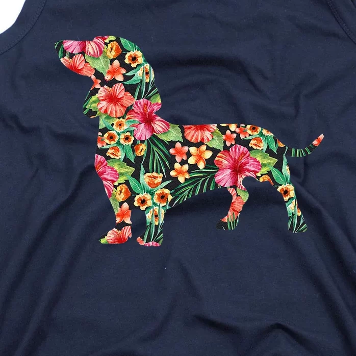 Dachshund Flower Funny Dog Silhouette Floral Gifts Women Tank Top