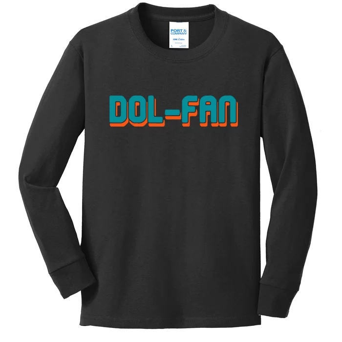 Dol Fan Football Gift For Miami Fan Kids Long Sleeve Shirt