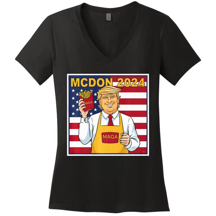 Donalds Famous French Fries Trump Fry Cooking Fries Outfit Premium Women's V-Neck T-Shirt