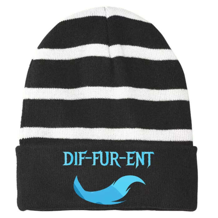 Diffurent Furry Fandom Furries Fan Designs Striped Beanie with Solid Band