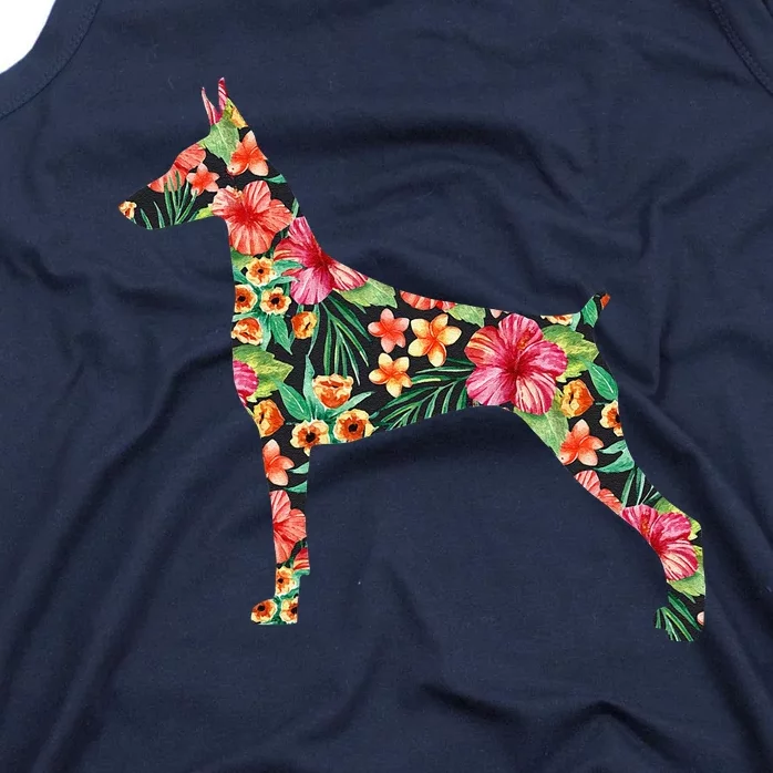 Doberman Flower Funny Dog Silhouette Floral Gifts Women Tank Top