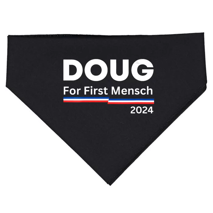 Doug For First Mensch Yiddish Pun Kamala Harris Hebrew USA-Made Doggie Bandana