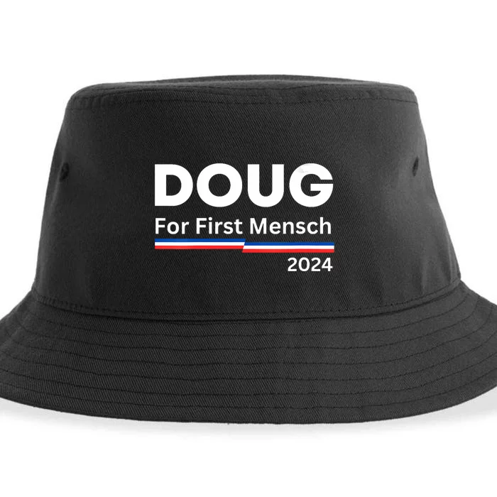 Doug For First Mensch Yiddish Pun Kamala Harris Hebrew Sustainable Bucket Hat