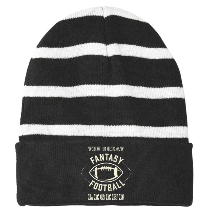 Distressed Fantasy Football Legend Striped Beanie with Solid Band