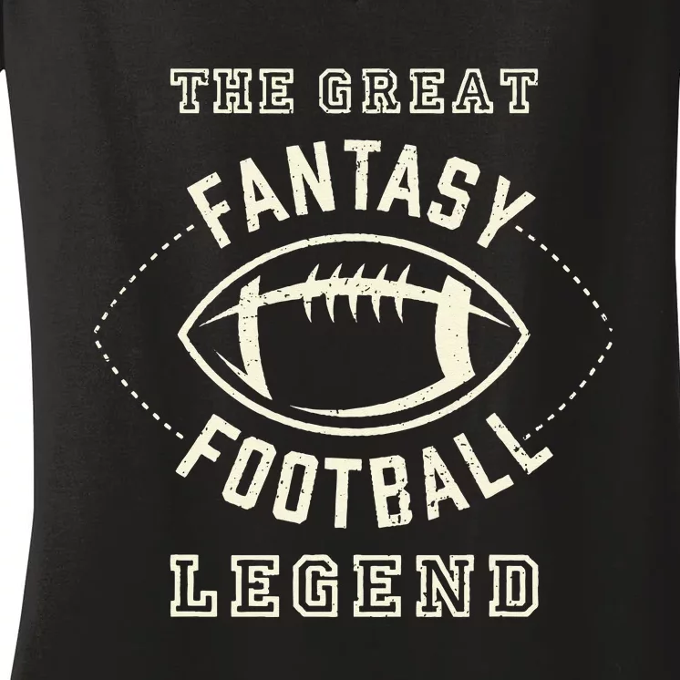 Distressed Fantasy Football Legend Women's V-Neck T-Shirt