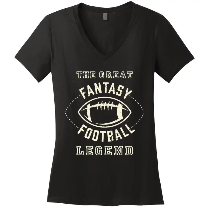 Distressed Fantasy Football Legend Women's V-Neck T-Shirt