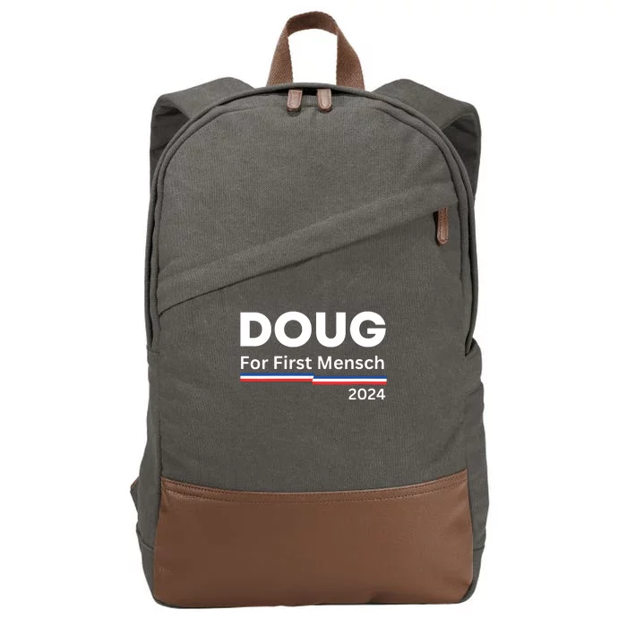 Doug For First Mensch Yiddish Pun Kamala Harris Hebrew Cotton Canvas Backpack