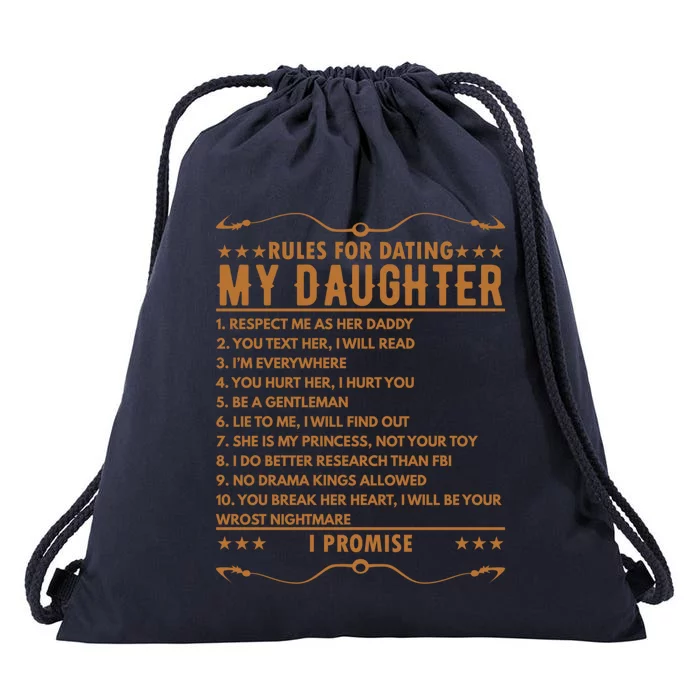 Dad Funny Gift Rules For Dating Daughter Gift Drawstring Bag