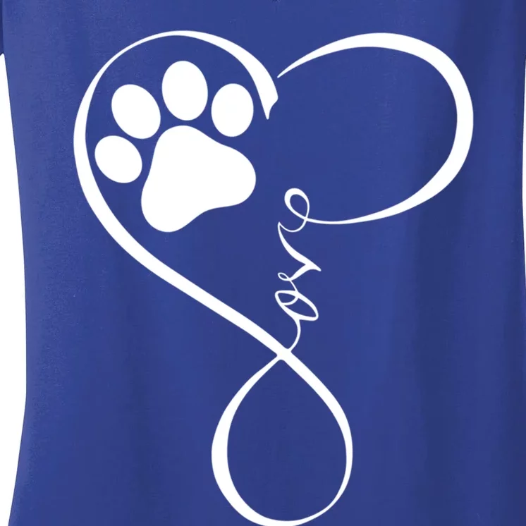 Dog Funny Gift Fun Pawprint Design Funny Gift Love Dogs Gift Cute Gift Women's V-Neck T-Shirt