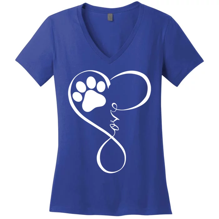 Dog Funny Gift Fun Pawprint Design Funny Gift Love Dogs Gift Cute Gift Women's V-Neck T-Shirt