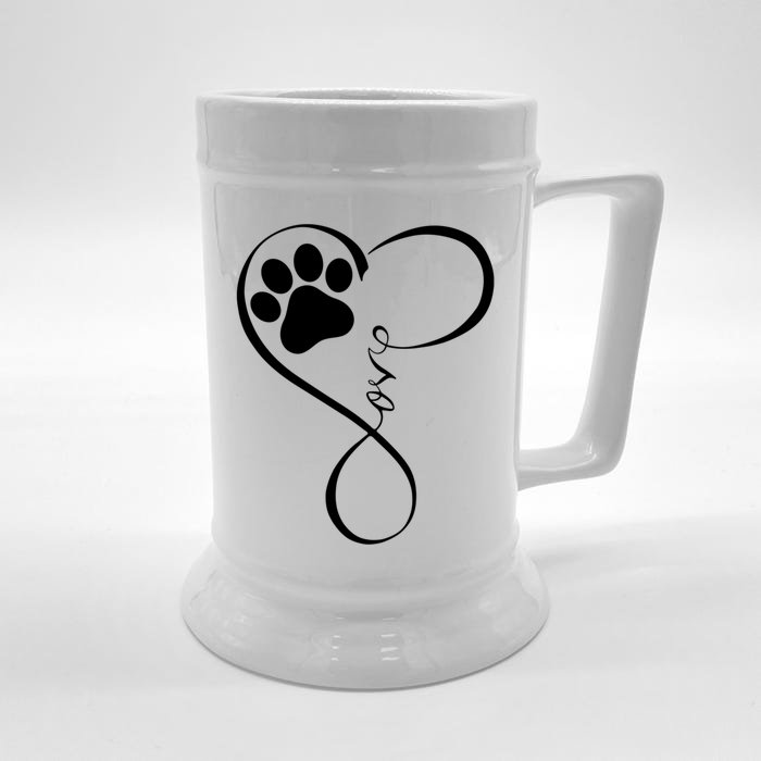 Dog Funny Gift Fun Pawprint Design Funny Gift Love Dogs Gift Cute Gift Front & Back Beer Stein