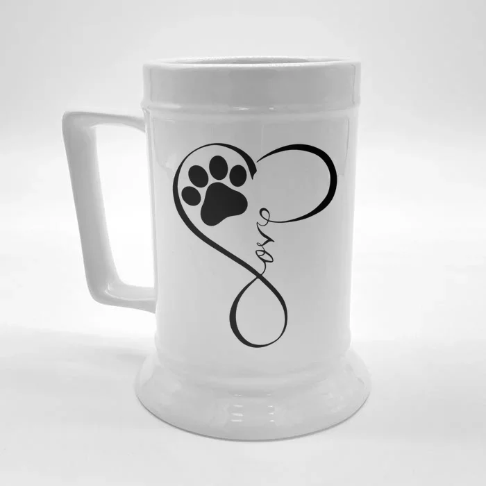 Dog Funny Gift Fun Pawprint Design Funny Gift Love Dogs Gift Cute Gift Front & Back Beer Stein