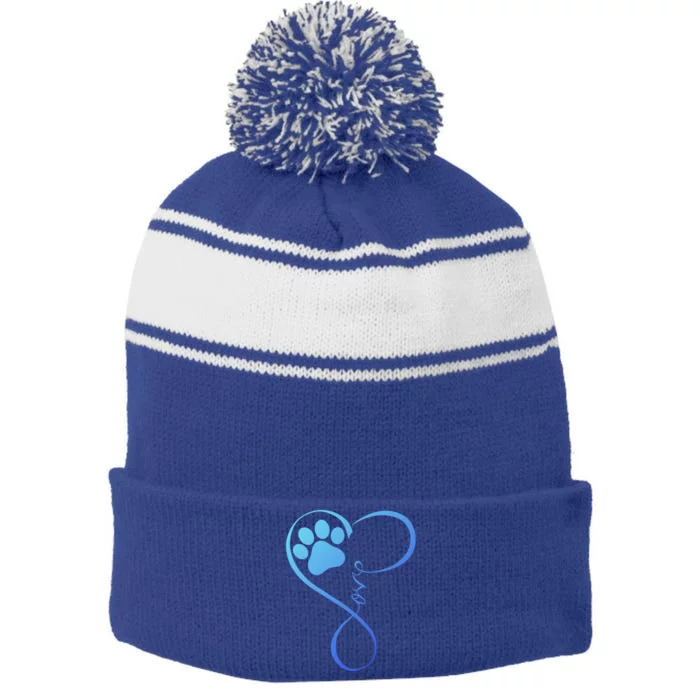 Dog Funny Gift Fun Pawprint Design Funny Gift Love Dogs Gift Cute Gift Stripe Pom Pom Beanie