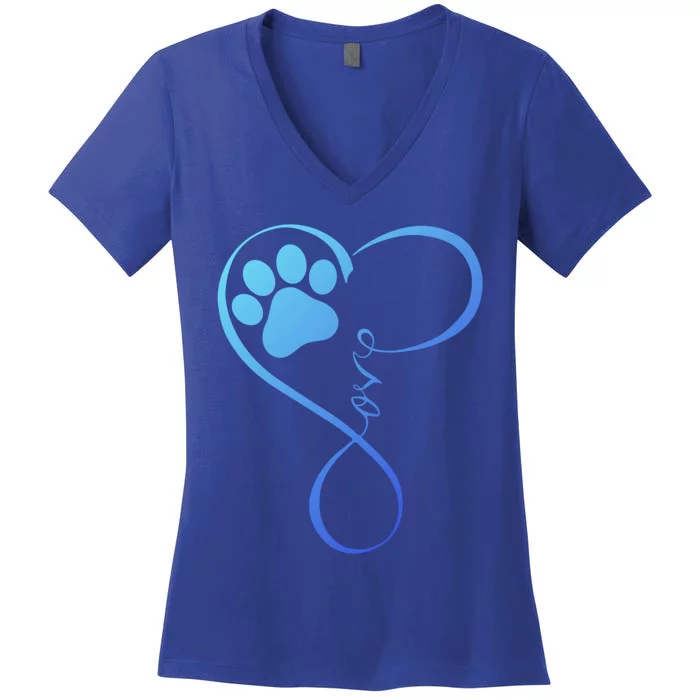 Dog Funny Gift Fun Pawprint Design Funny Gift Love Dogs Gift Cute Gift Women's V-Neck T-Shirt