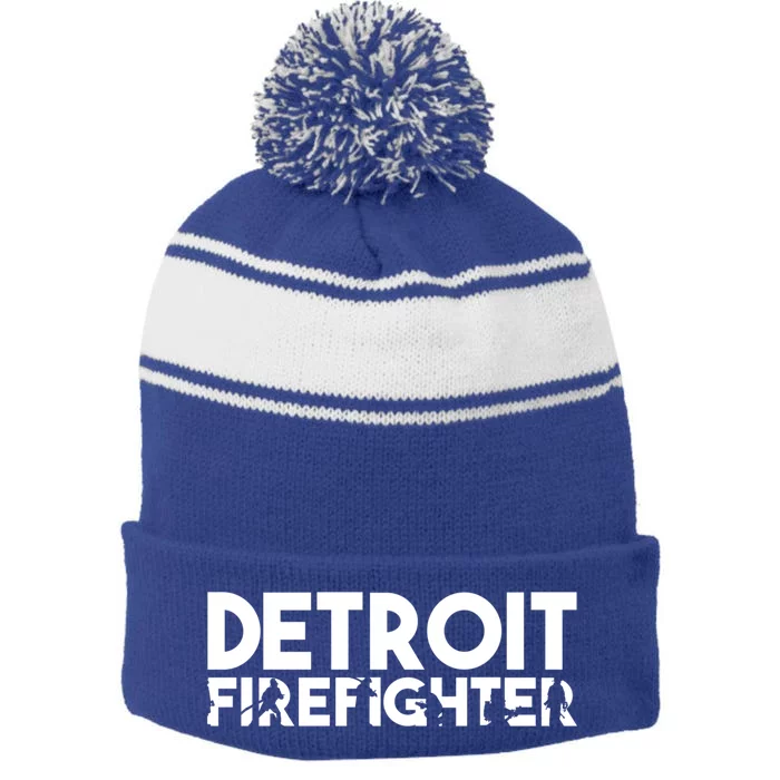 Detroit Firefighter Gift Firefighter Dad Gift Funny Gift Stripe Pom Pom Beanie