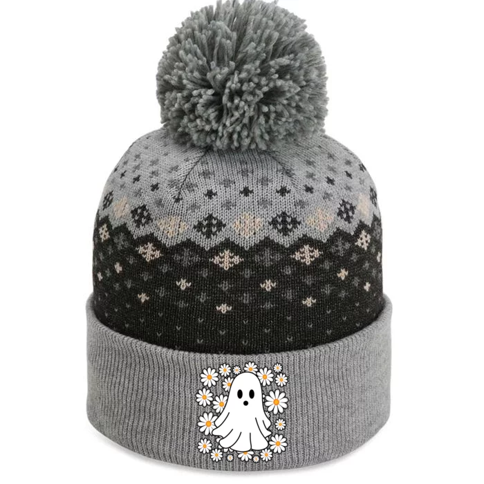 Daisy Floral Ghost Cute Halloween The Baniff Cuffed Pom Beanie