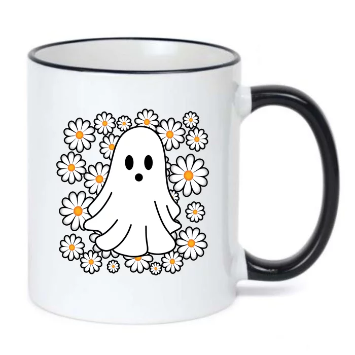 Daisy Floral Ghost Cute Halloween Black Color Changing Mug