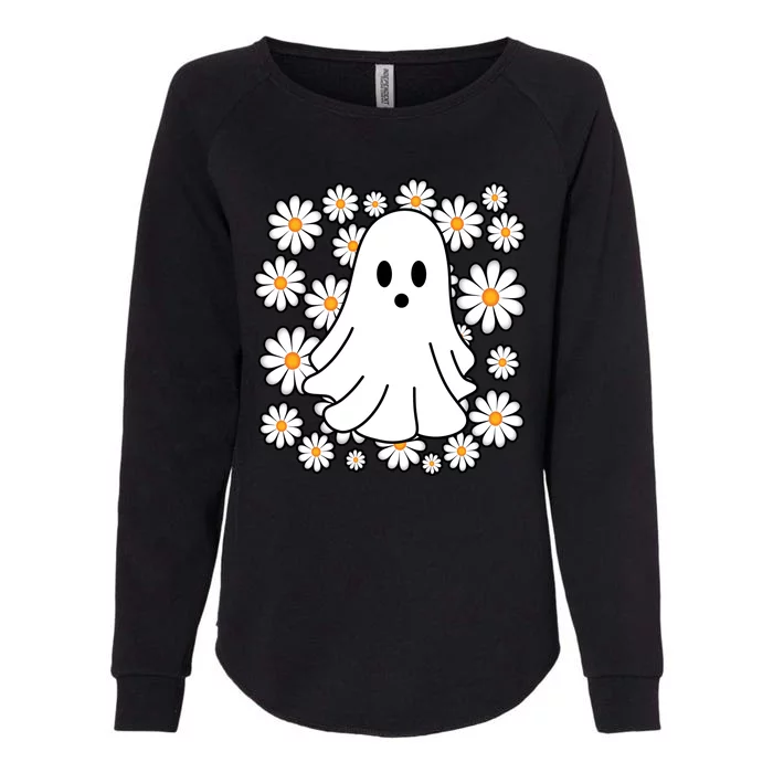 Daisy Floral Ghost Cute Halloween Womens California Wash Sweatshirt