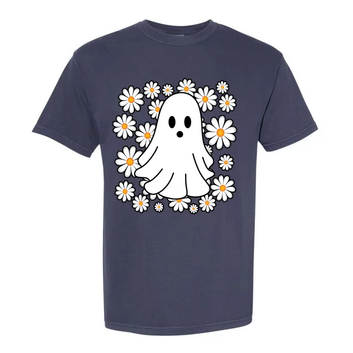 Daisy Floral Ghost Cute Halloween Garment-Dyed Heavyweight T-Shirt