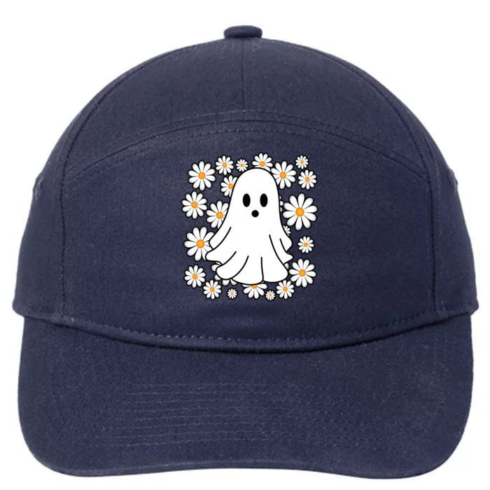 Daisy Floral Ghost Cute Halloween 7-Panel Snapback Hat