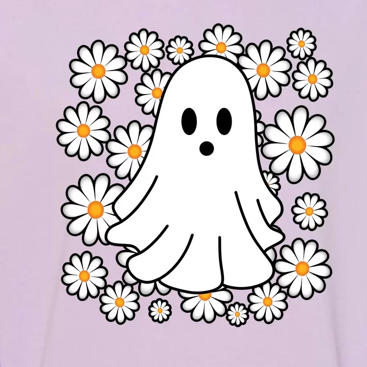 Daisy Floral Ghost Cute Halloween Garment-Dyed Sweatshirt