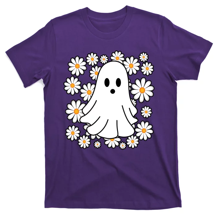 Daisy Floral Ghost Cute Halloween T-Shirt