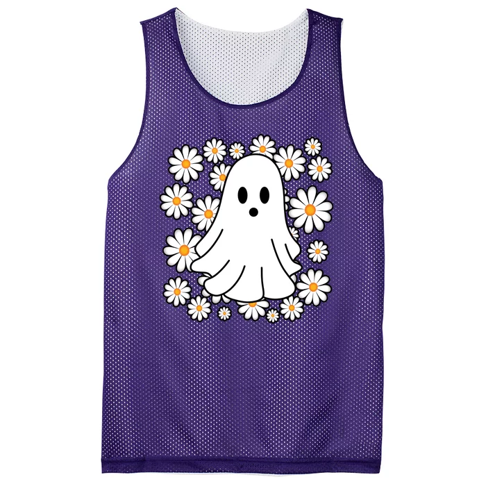 Daisy Floral Ghost Cute Halloween Mesh Reversible Basketball Jersey Tank