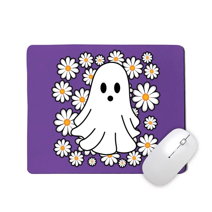 Daisy Floral Ghost Cute Halloween Mousepad