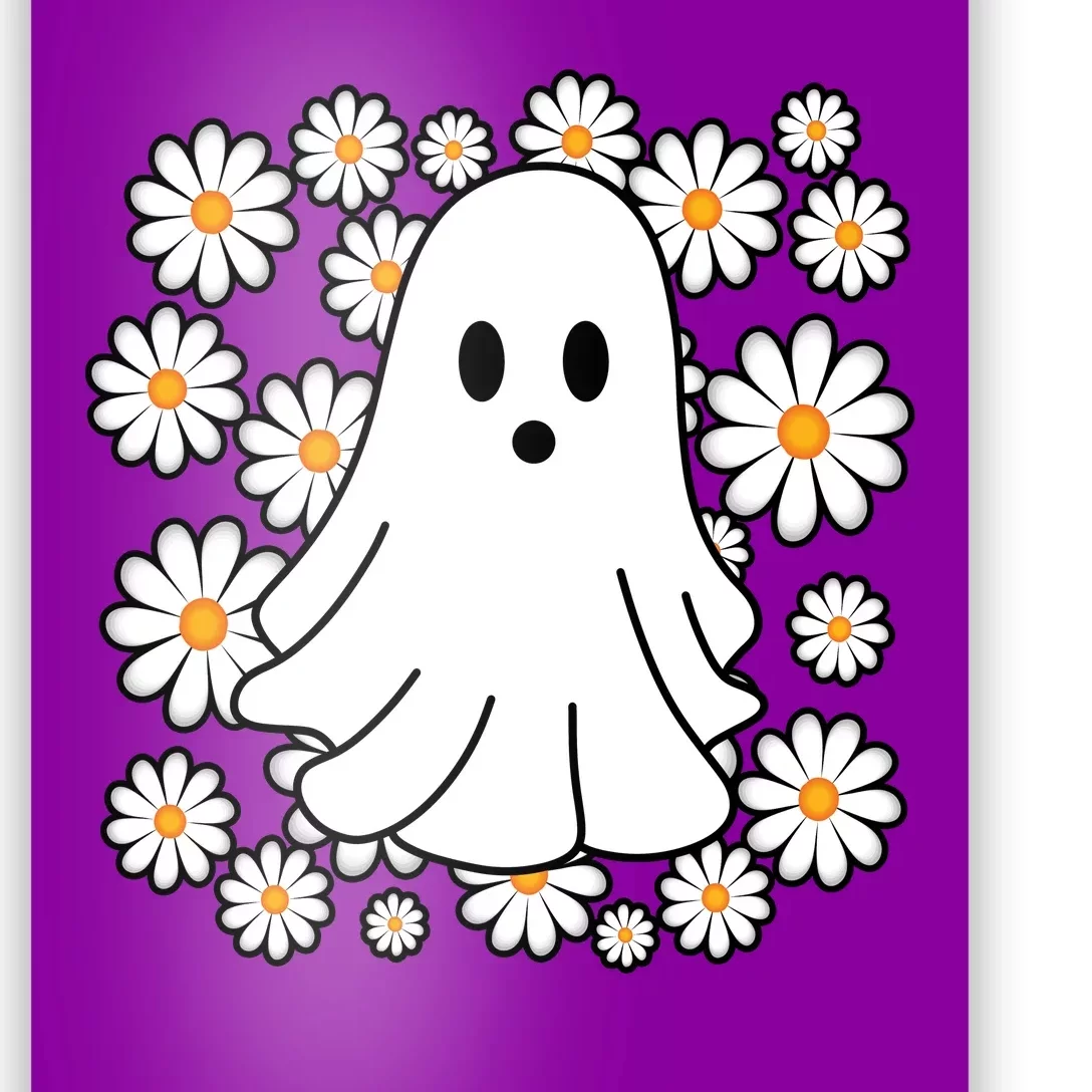 Daisy Floral Ghost Cute Halloween Poster