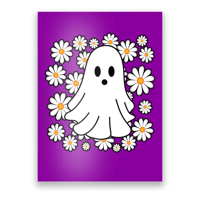 Daisy Floral Ghost Cute Halloween Poster