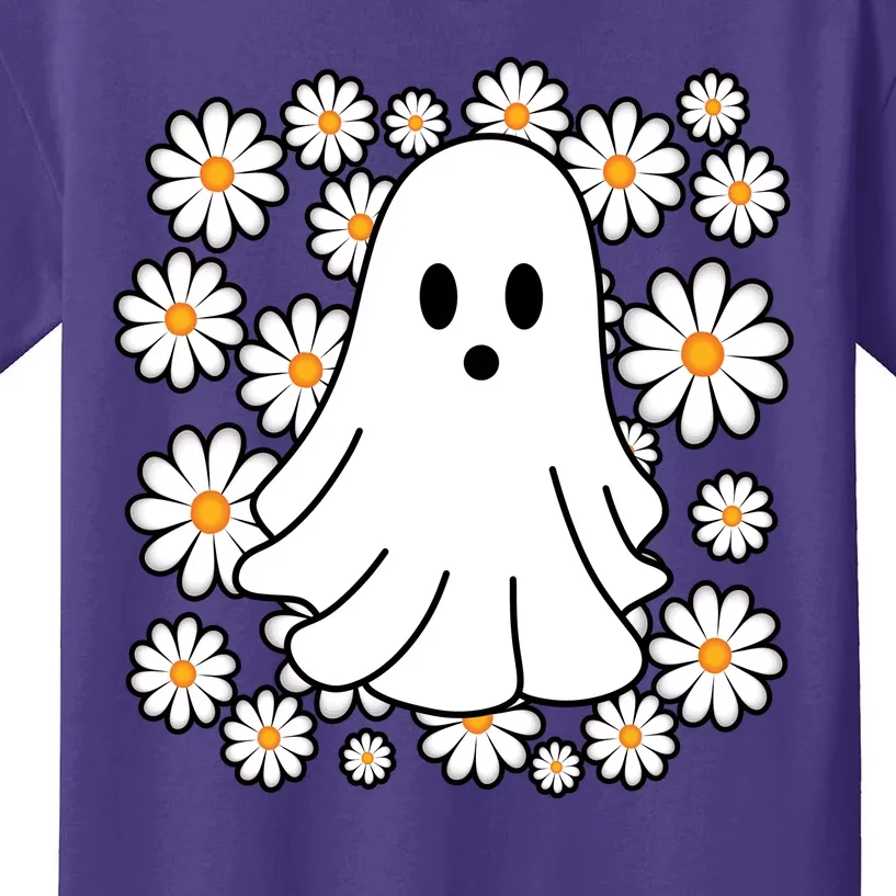 Daisy Floral Ghost Cute Halloween Kids T-Shirt