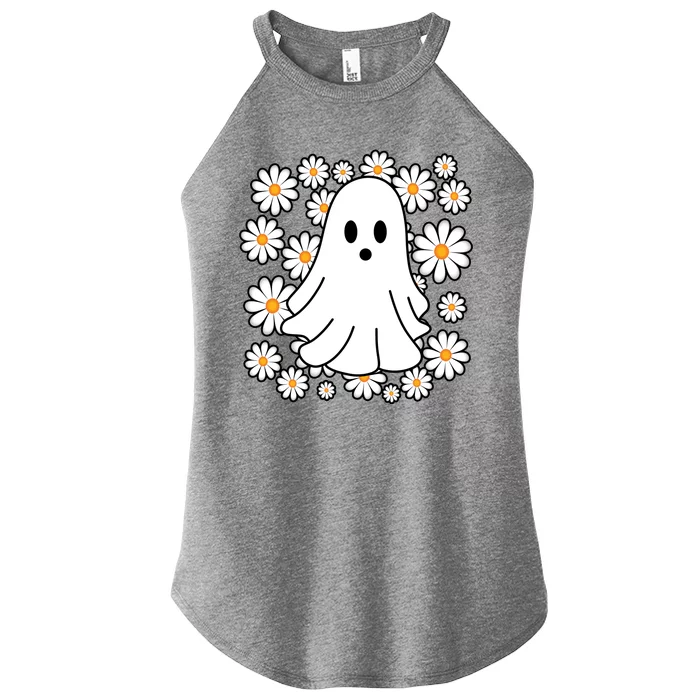 Daisy Floral Ghost Cute Halloween Women’s Perfect Tri Rocker Tank