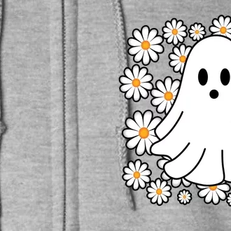 Daisy Floral Ghost Cute Halloween Full Zip Hoodie