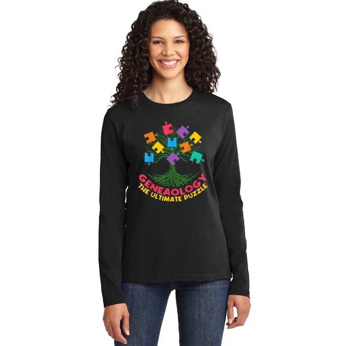 DNA Fractal Genealogy Of Life Genetics Tree Biology Class Ladies Long Sleeve Shirt