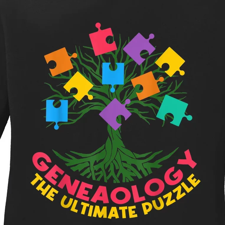 DNA Fractal Genealogy Of Life Genetics Tree Biology Class Ladies Long Sleeve Shirt