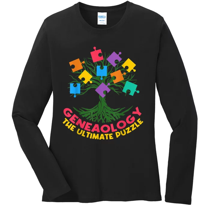 DNA Fractal Genealogy Of Life Genetics Tree Biology Class Ladies Long Sleeve Shirt