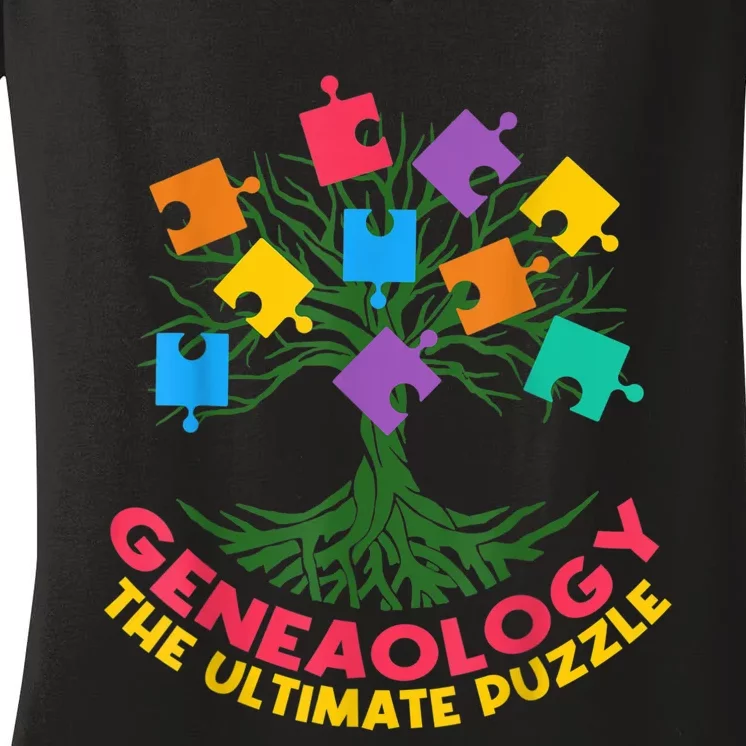 DNA Fractal Genealogy Of Life Genetics Tree Biology Class Women's V-Neck T-Shirt