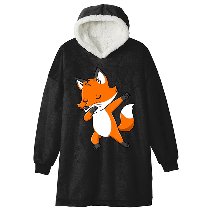 Dabbing Fox Gift For Fox Lover Gift Hooded Wearable Blanket